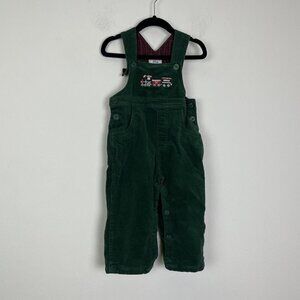Kitestrings By Hartstrings Green Christmas Holiday Train Overalls Size 12 Months